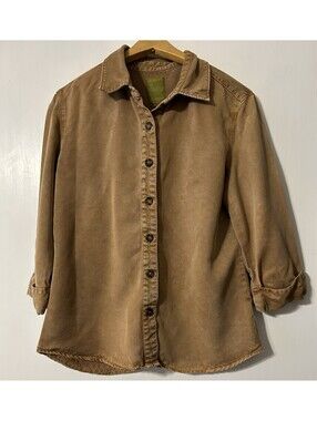Pulp M women's brown button up M - Eco Friendly Tencel Lyocell fabric -